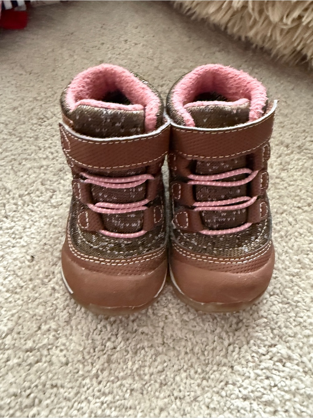 See Kai Run Brown and Pink Toddler Winter Boots